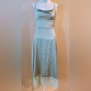 New Shein Cowl Neck Solid Green Cami Slip Dress size S/4